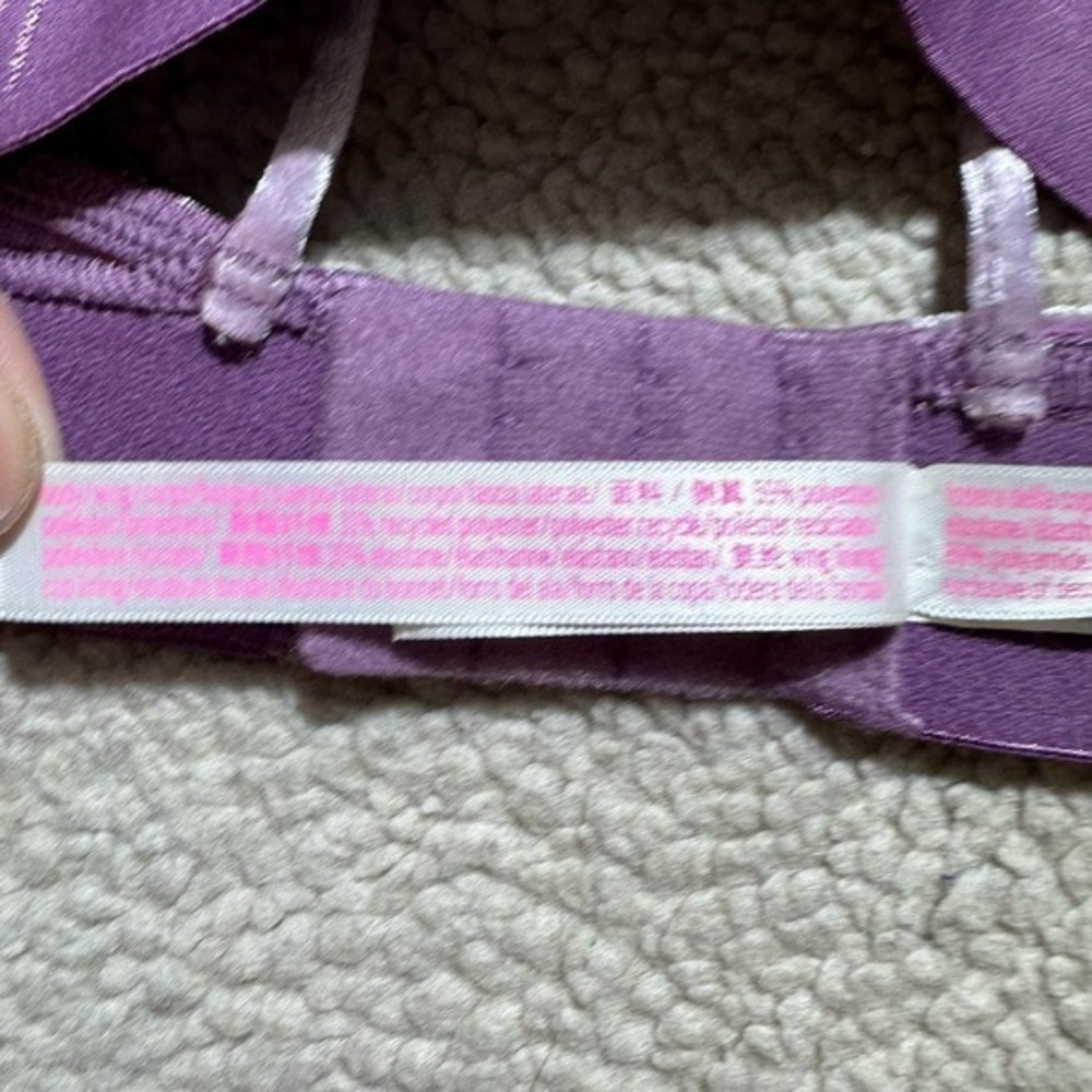 Pink Victoria Secret Bra Womens Medium Bralette Strappy Lilac Crushed Velvet - Picture 6 of 12